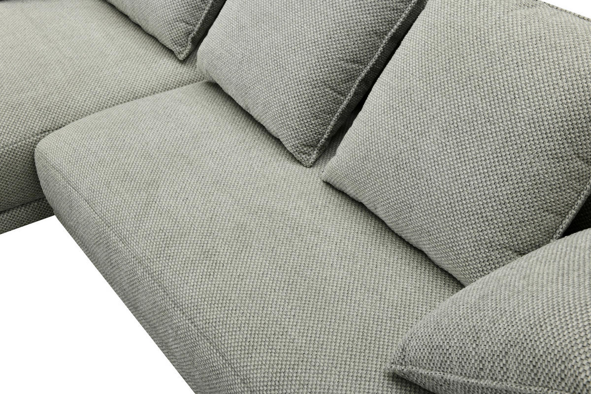 ECKSOFA Hellgrau Mikrofaser  - Hellgrau/Schwarz, Design, Textil/Metall (171/282cm) - Hom`in