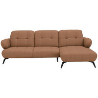 ECKSOFA Flachgewebe Terracotta  - Terracotta/Schwarz, Design, Textil/Metall (282/189cm) - Novel