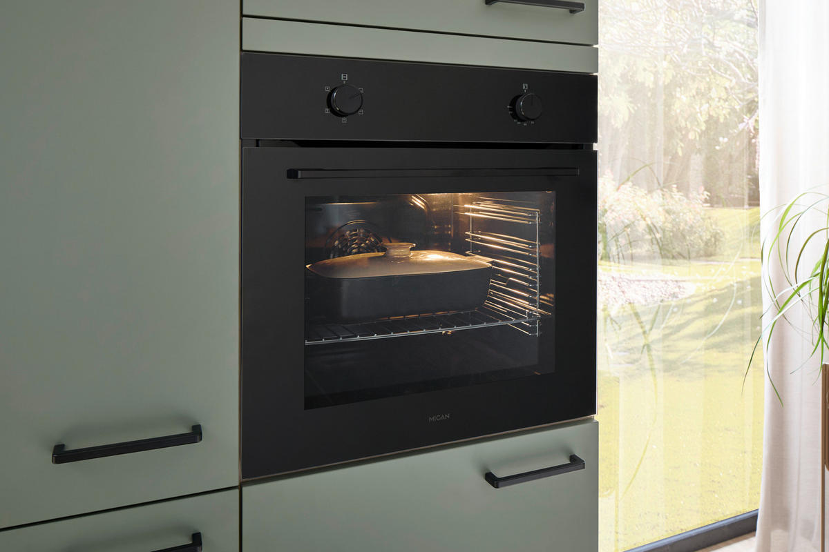 EINBAUKÜCHE 351  - Schilfgrün/Eichefarben, Design, Holzwerkstoff - Nobilia