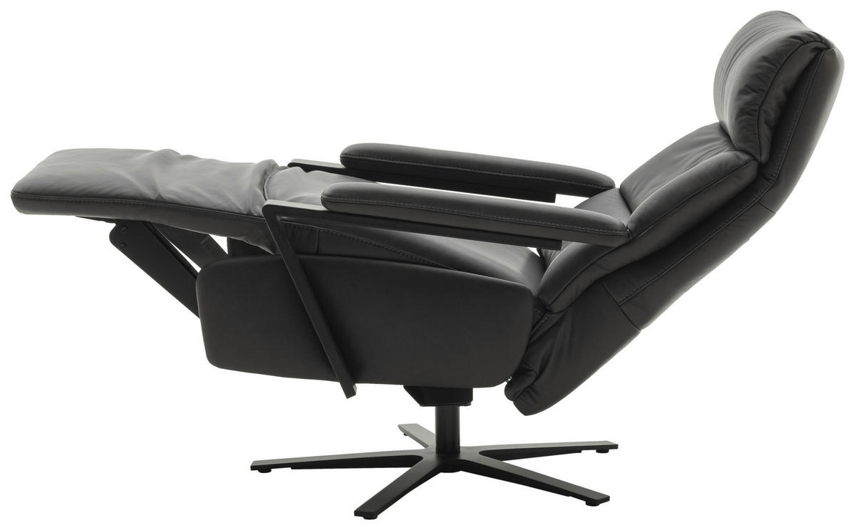 FERNSEHSESSEL  mit Relaxfunktion Echtleder Anthrazit  - Anthrazit/Schwarz, Design, Leder/Metall (74/111/85cm) - Schöner Wohnen