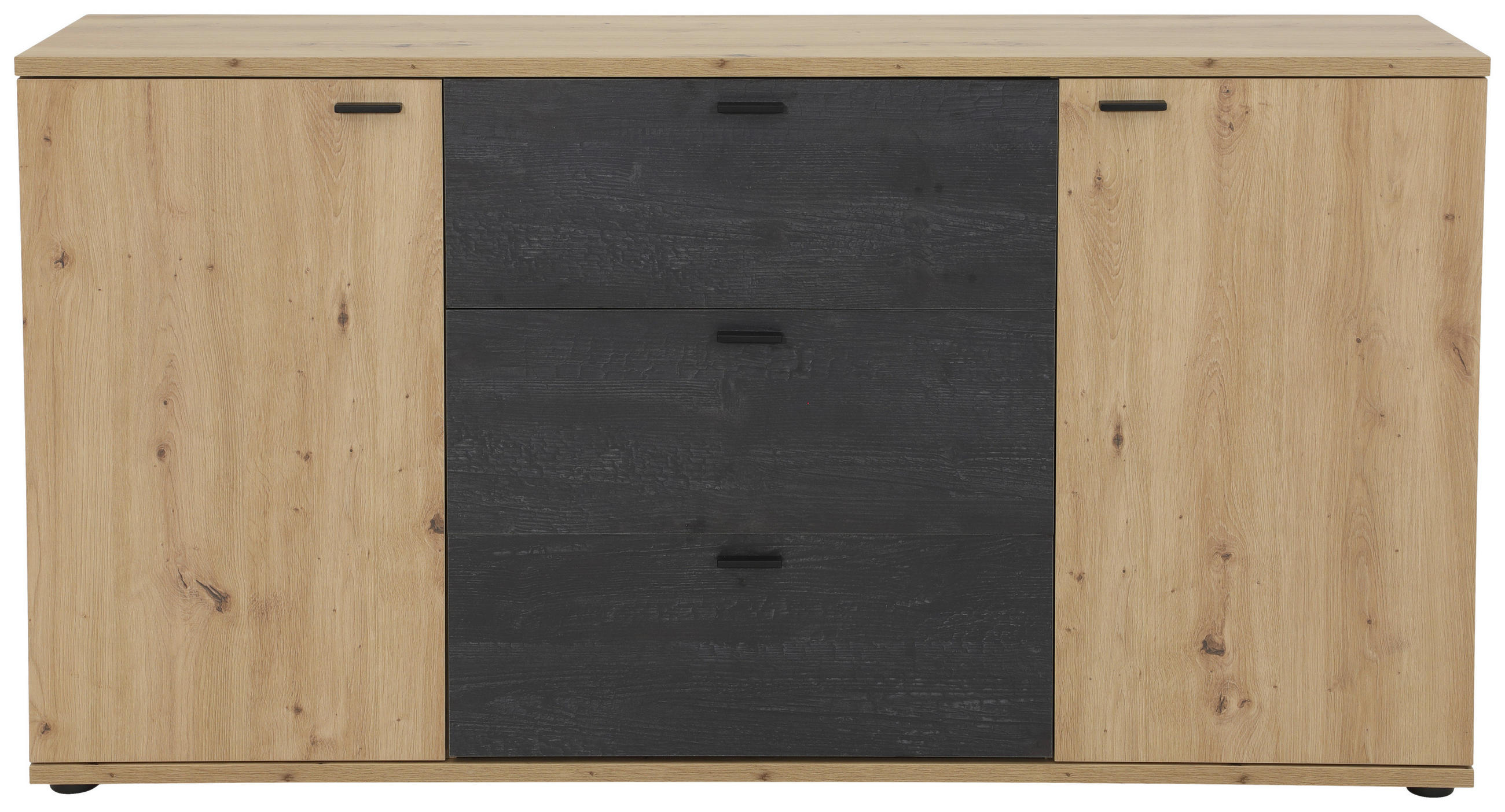 SIDEBOARD  in 165/85/40 cm  - Schwarz/Eiche Artisan, MODERN, Holzwerkstoff/Metall (165/85/40cm) - MID.YOU