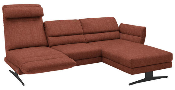 ECKSOFA  in Flachgewebe Rostfarben  279-327/176-217 cm  - Rostfarben/Schwarz, Design, Textil/Metall (279-327/176-217cm) - Dieter Knoll