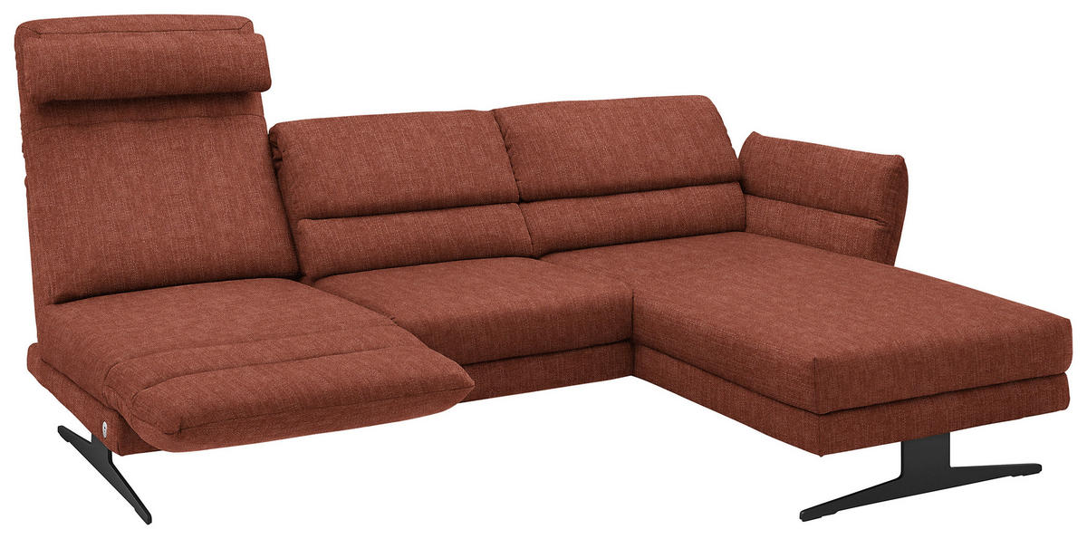 ECKSOFA in Flachgewebe Rostfarben  - Rostfarben/Schwarz, Design, Textil/Metall (279-327/176-217cm) - Dieter Knoll