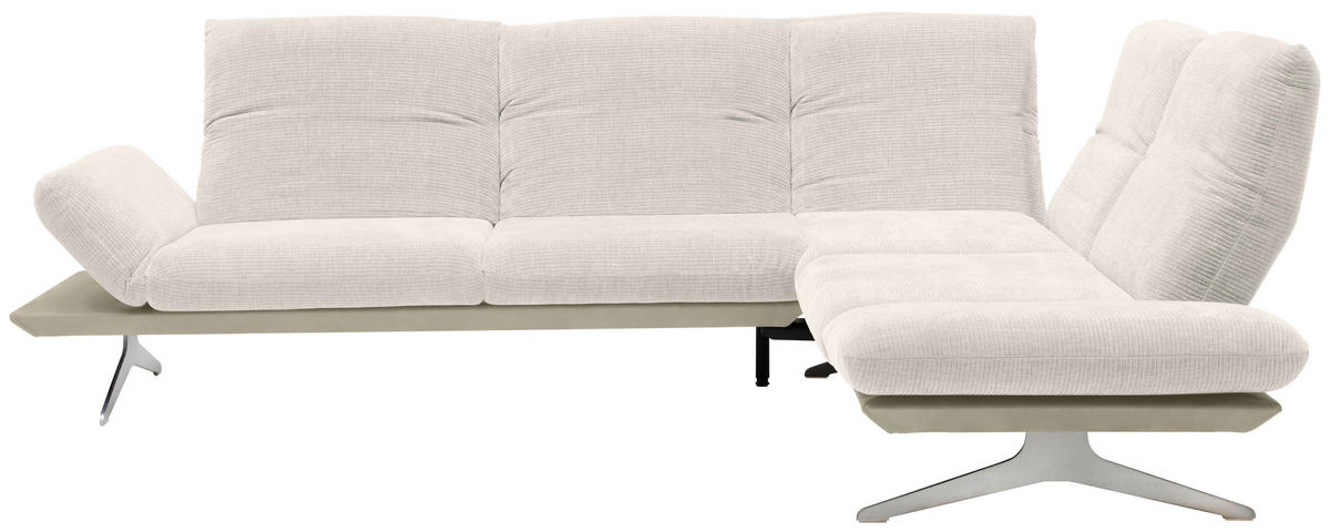 ECKSOFA in Flachgewebe Creme, Beige  277/209 cm  - Edelstahlfarben/Beige, Design, Textil/Metall (277/209cm) - Koinor