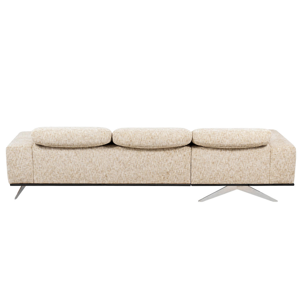 ECKSOFA PORTLAND in Struktur Beige Kopfteilverstellung  187/295 cm  - Chromfarben/Beige, Design, Holz/Textil (187/295cm) - Livetastic
