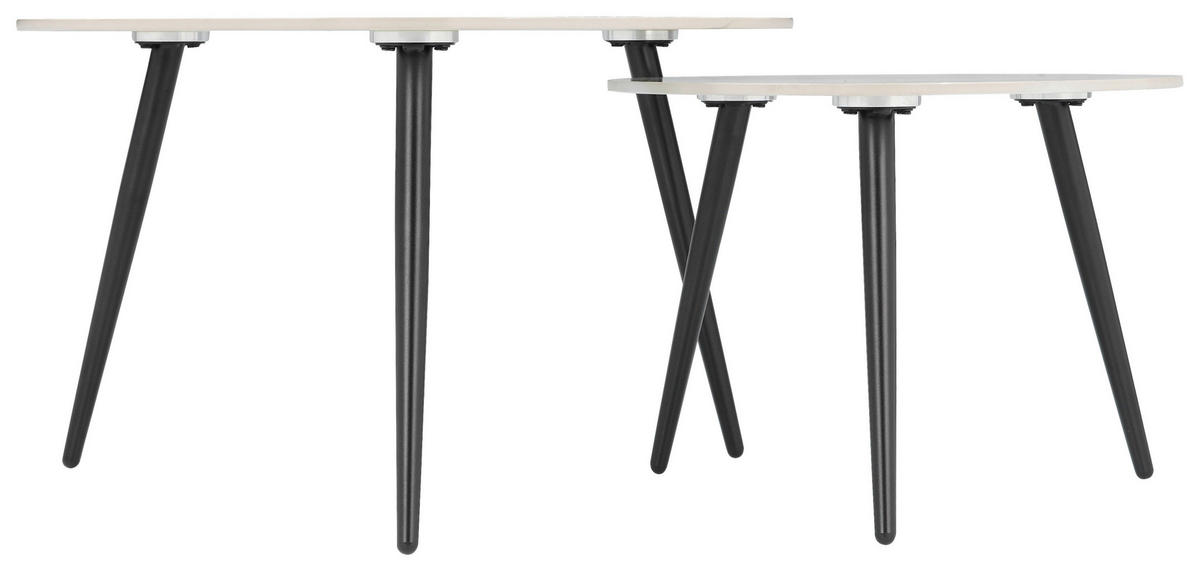 COUCHTISCHSET Freiform Schwarz, Weiß  - Schwarz/Weiß, Basics, Keramik/Metall (84/45,5/77cm) - Xora