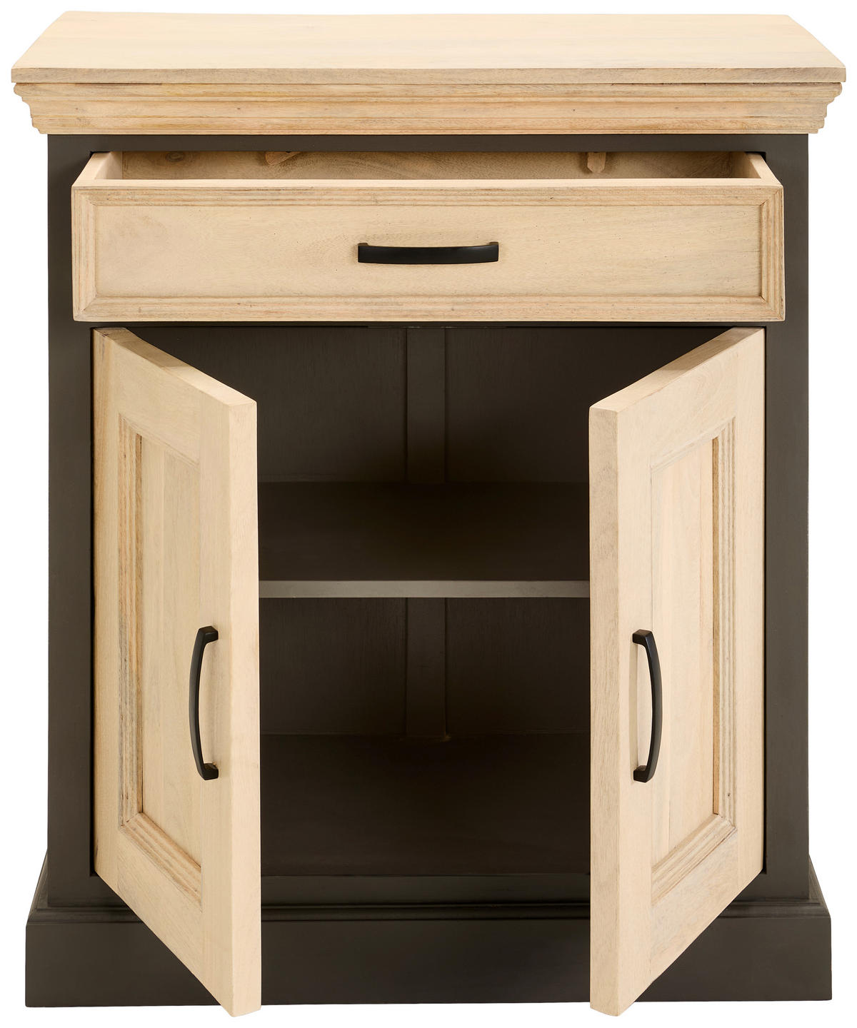 KONSOLE Mangoholz massiv Grau, Naturfarben  - Naturfarben/Grau, Natur, Holz (80/90/40cm) - Livetastic