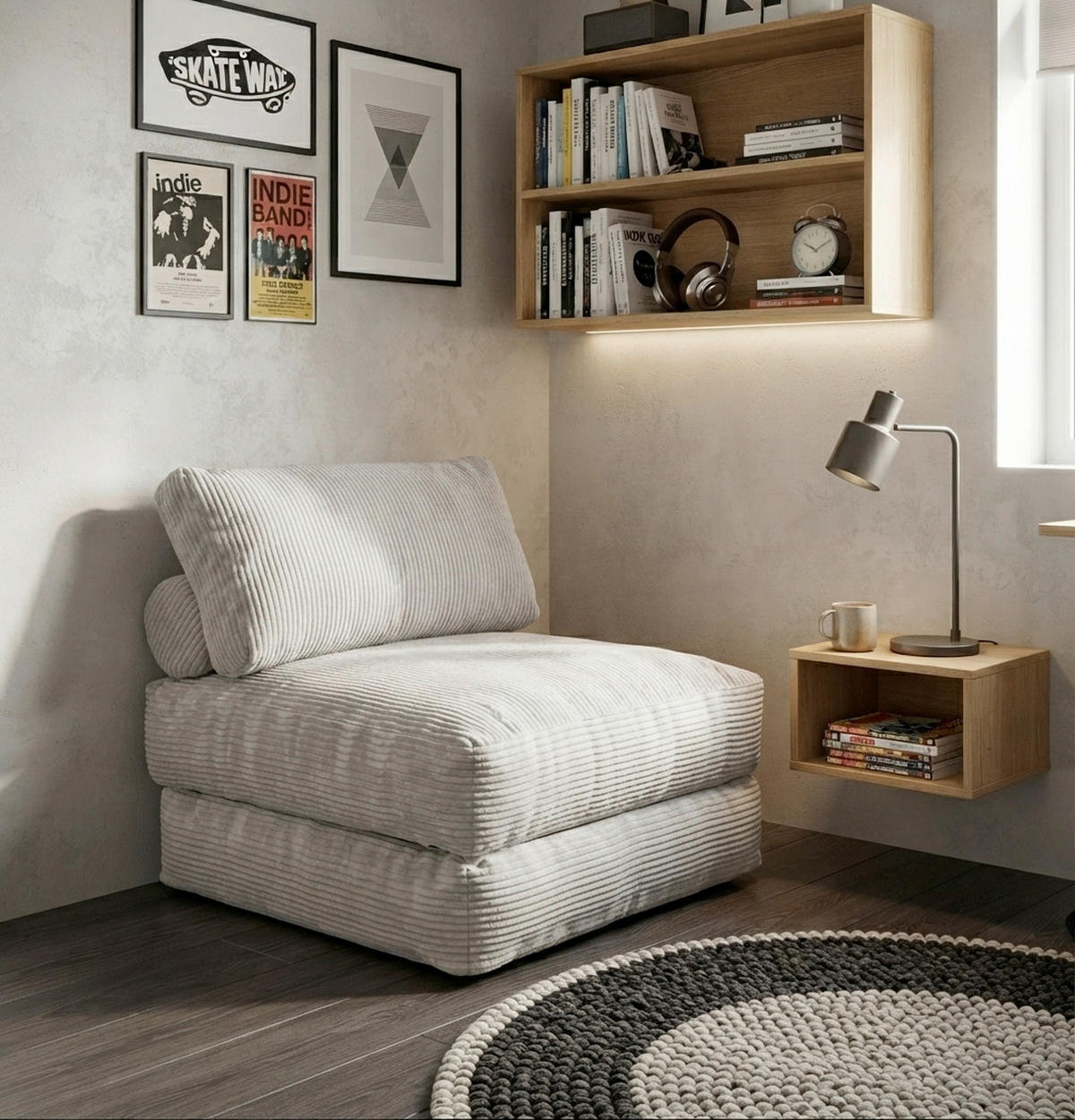 SCHLAFSESSEL Cord Naturfarben Rückenkissen  - Naturfarben, KONVENTIONELL, Textil (85/80/85cm) - Xora