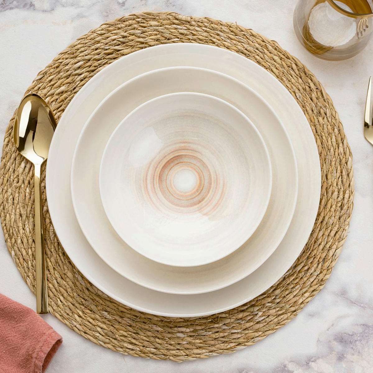 KOMBISERVICE Creme 24-teilig 6 Personen  - Creme, Basics, Keramik (25cm)