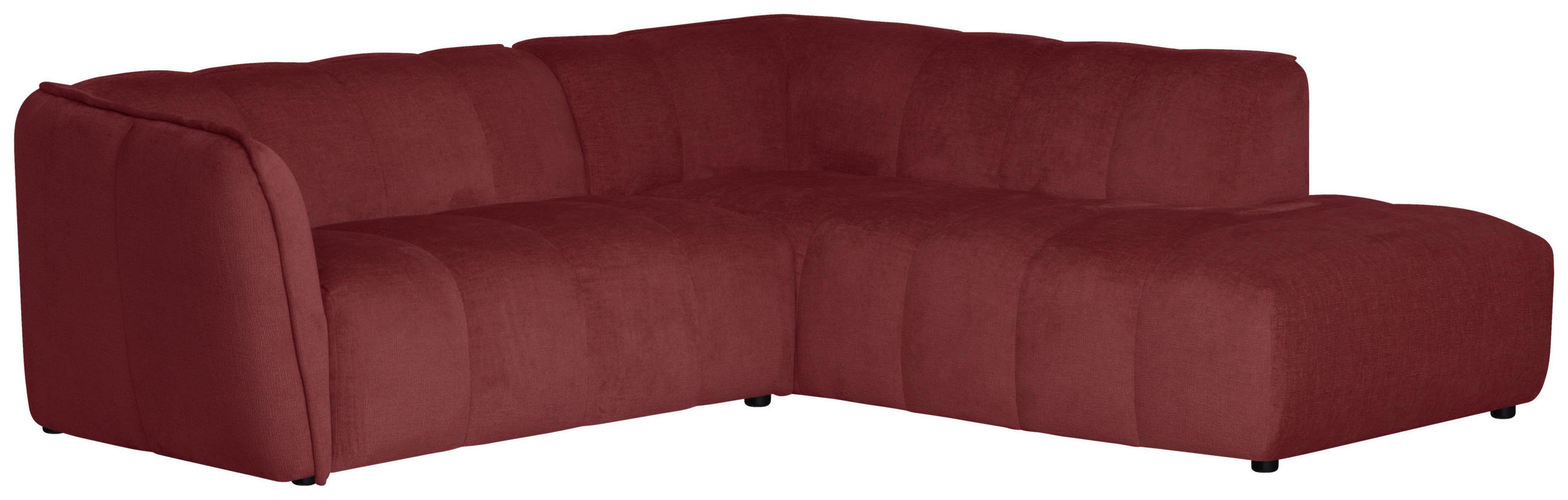 ECKSOFA LIVOLI in Chenille Bordeaux  230/218 cm  - Bordeaux/Schwarz, Design, Textil (230/218cm) - MID.YOU