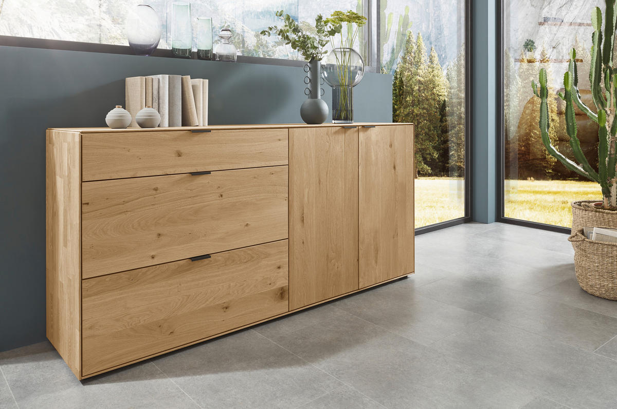 SIDEBOARD Wildeiche  181,9/87,9/45,2 cm  - Wildeiche/Schwarz, Natur, Holz/Metall (181,9/87,9/45,2cm) - Valnatura