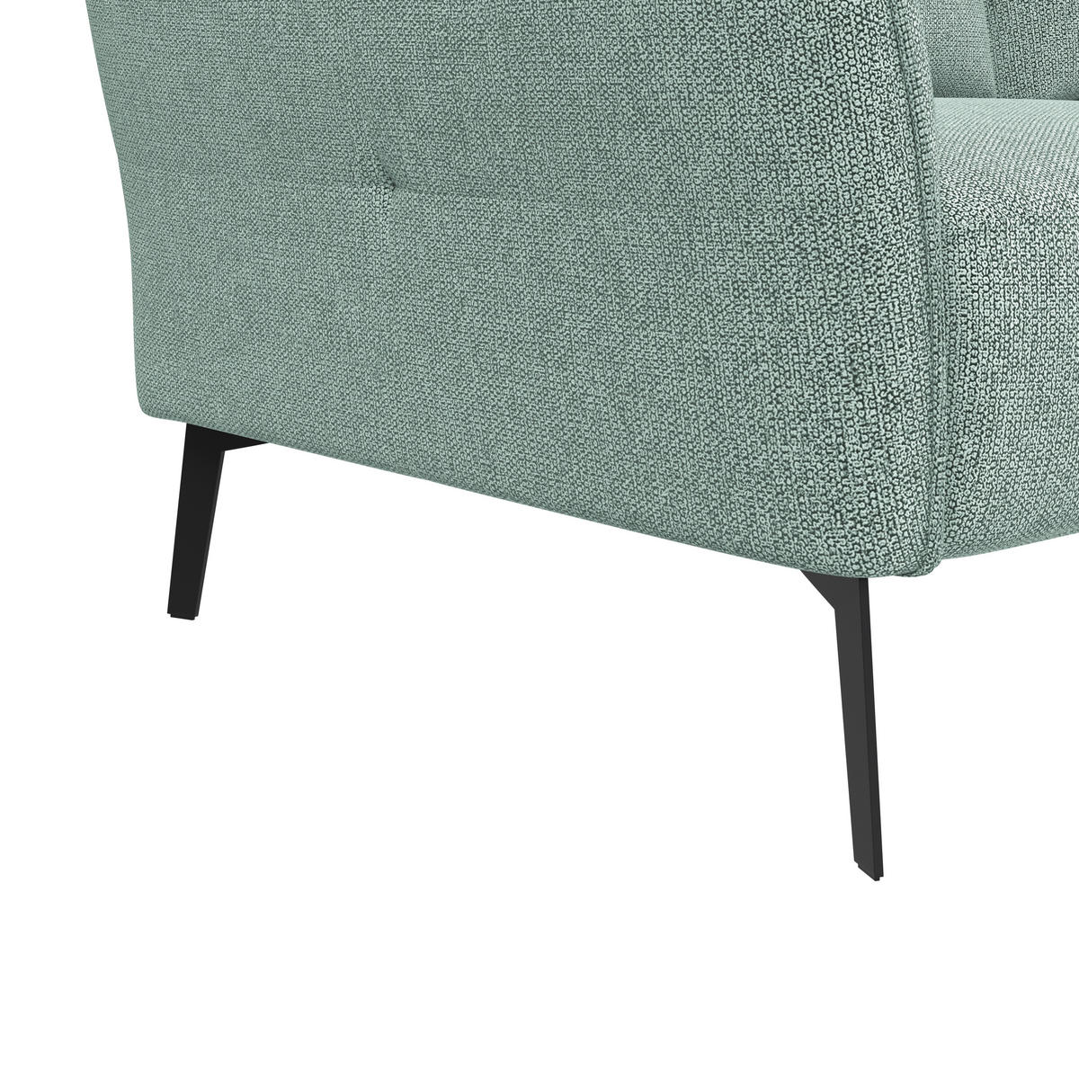 3-SITZER-SOFA Chenille Hellblau  - Schwarz/Hellblau, Konventionell, Textil/Metall (184/90/92cm) - Elegando