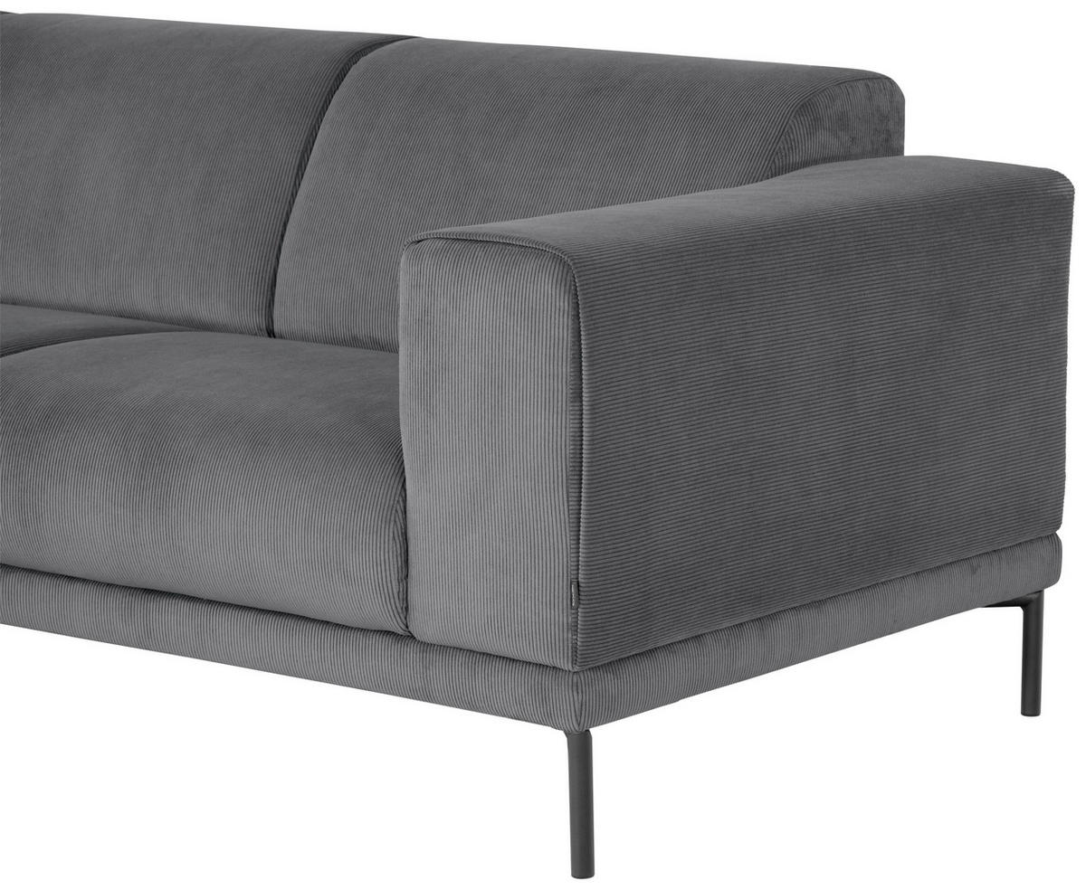 ECKSOFA ERNO Grau Cord  inkl.  - Schwarz/Grau, Design, Textil/Metall (262/183cm) - MID.YOU