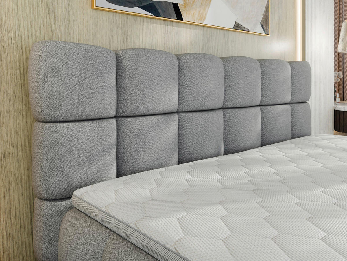 BOXBETT 160/200 cm,  in Grau, Bettkasten, Topper, H3 + H3 = fest  - Schwarz/Grau, Trend, Textil/Metall (160/200cm) - Esposa
