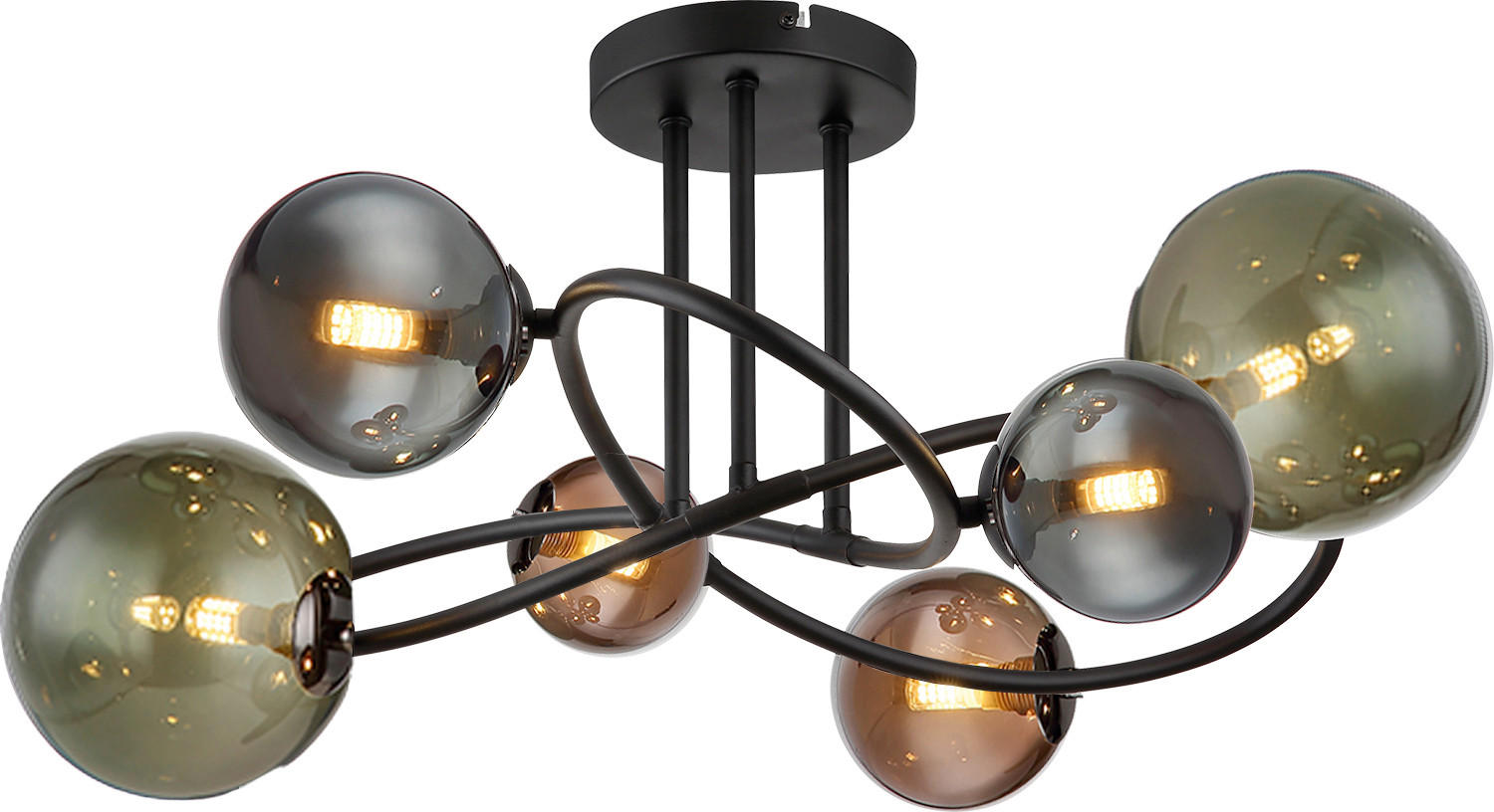 LED MENNYEZETI LÁMPA - olajkék/bronzszínű, Design, Üveg/fém (65/25cm)