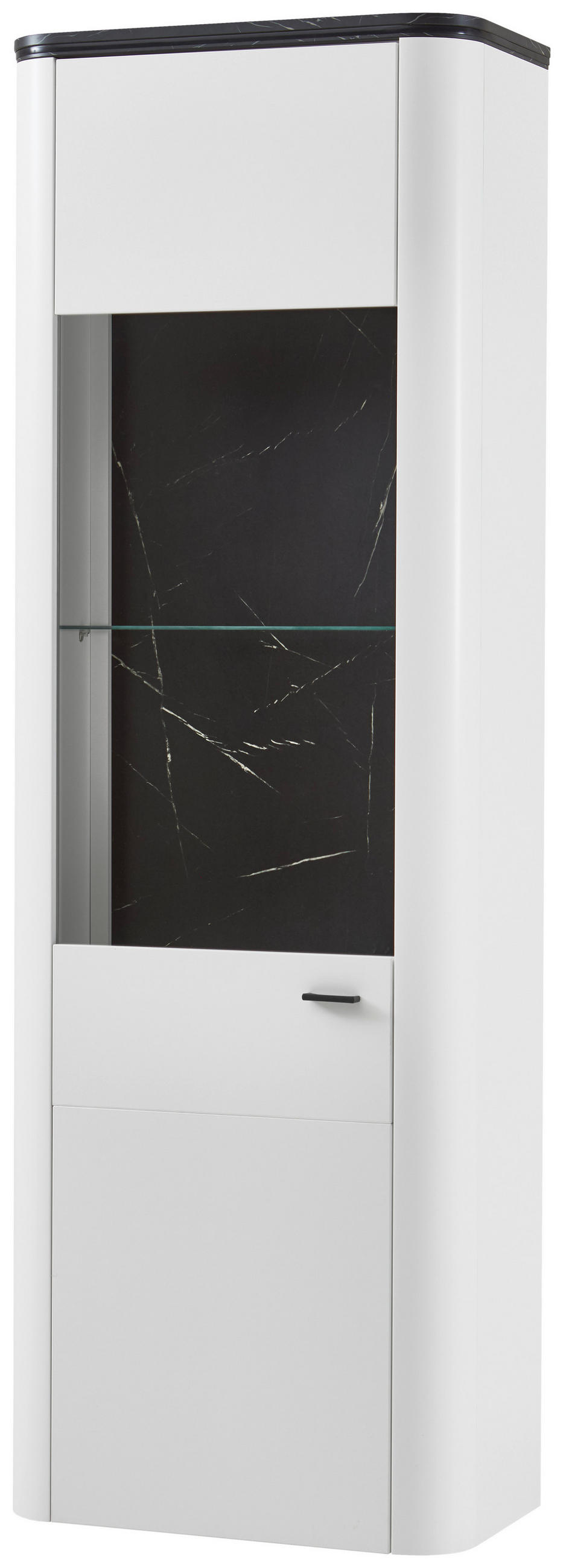 VITRINE Weiß, Dunkelgrau  69/206,6/37,4 cm  - Dunkelgrau/Schwarz, Design, Glas/Holzwerkstoff (69/206,6/37,4cm) - Xora