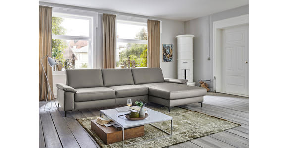 ECKSOFA  in Echtleder Hellgrau  334/176 cm  - Hellgrau/Schwarz, Design, Leder/Metall (334/176cm) - Dieter Knoll