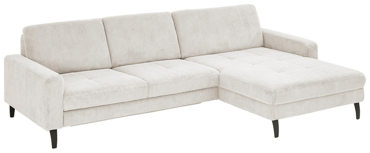 ECKSOFA in Cord Beige  - Beige/Schwarz, Modern, Textil/Metall (302/177cm) - Beldomo Style
