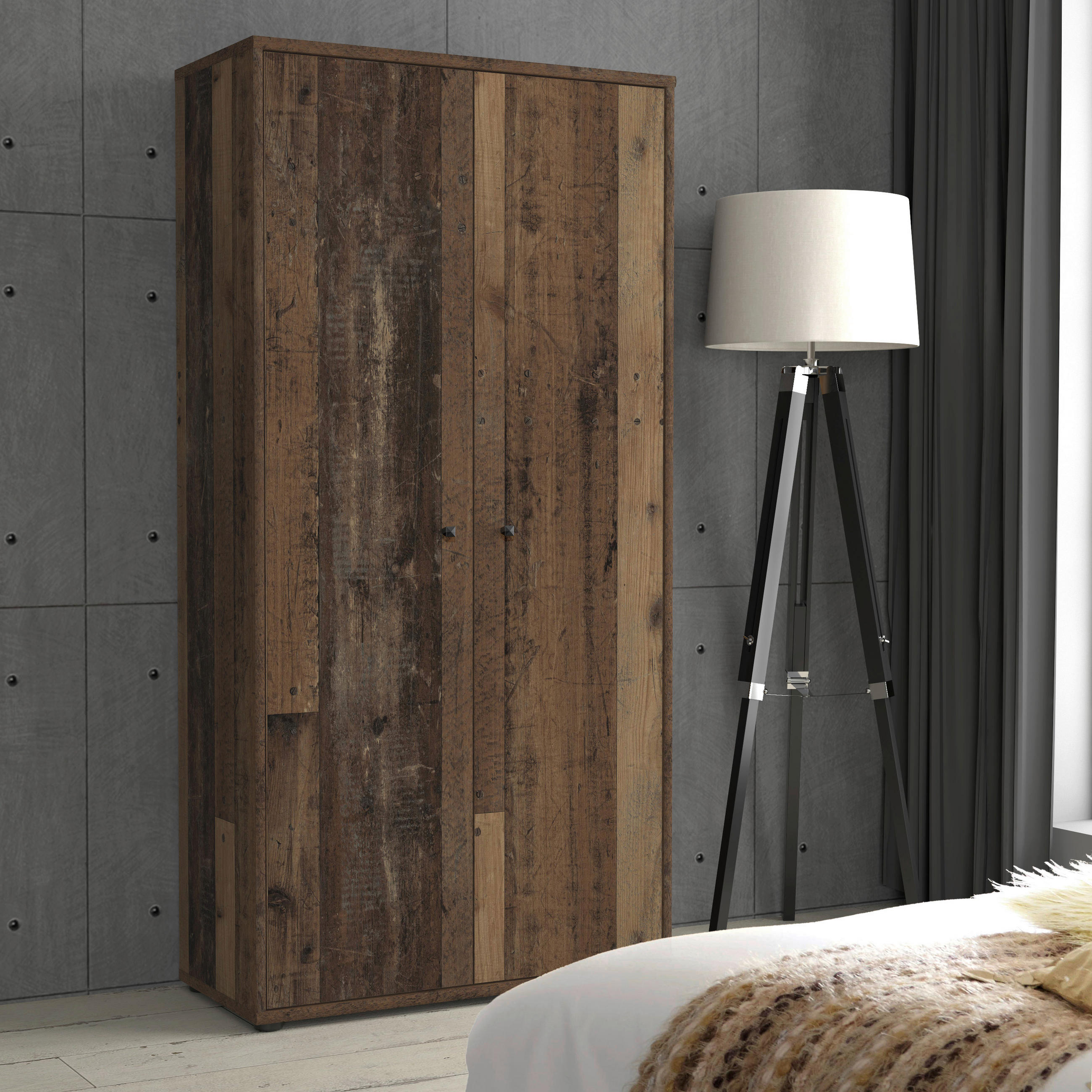 DREHTÜRENSCHRANK 73,7/149,5/34,8 cm 2-türig Dunkelbraun, Graubraun - Dunkelbraun/Graubraun, Design, Holzwerkstoff (73,7/149,5/34,8cm)