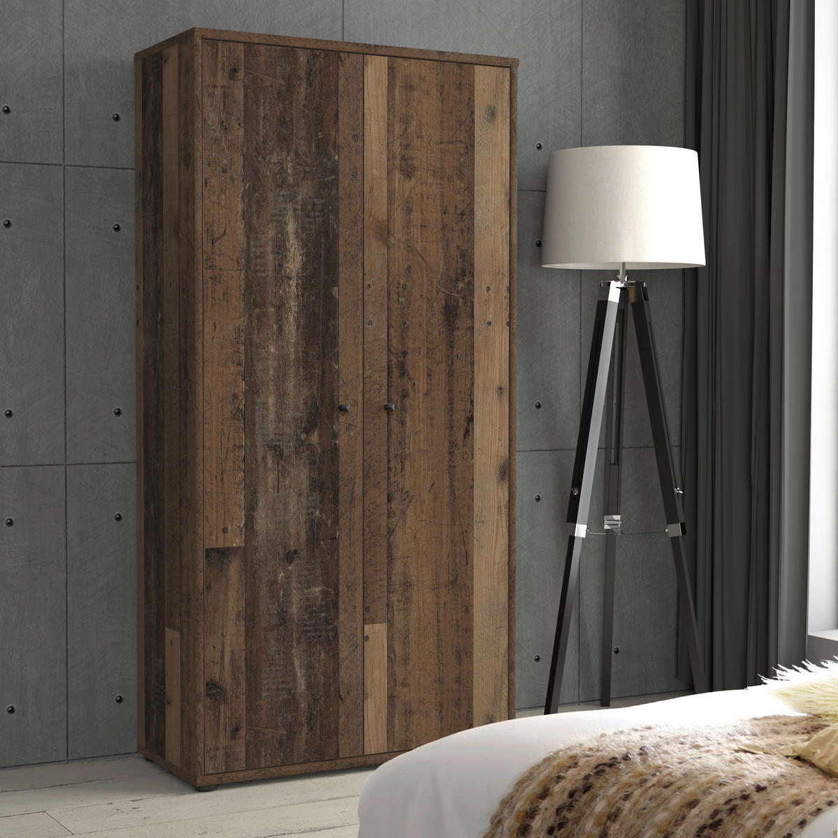 DREHTÜRENSCHRANK in Dunkelbraun, Graubraun  - Dunkelbraun/Graubraun, Design, Holzwerkstoff (73,7/149,5/34,8cm)