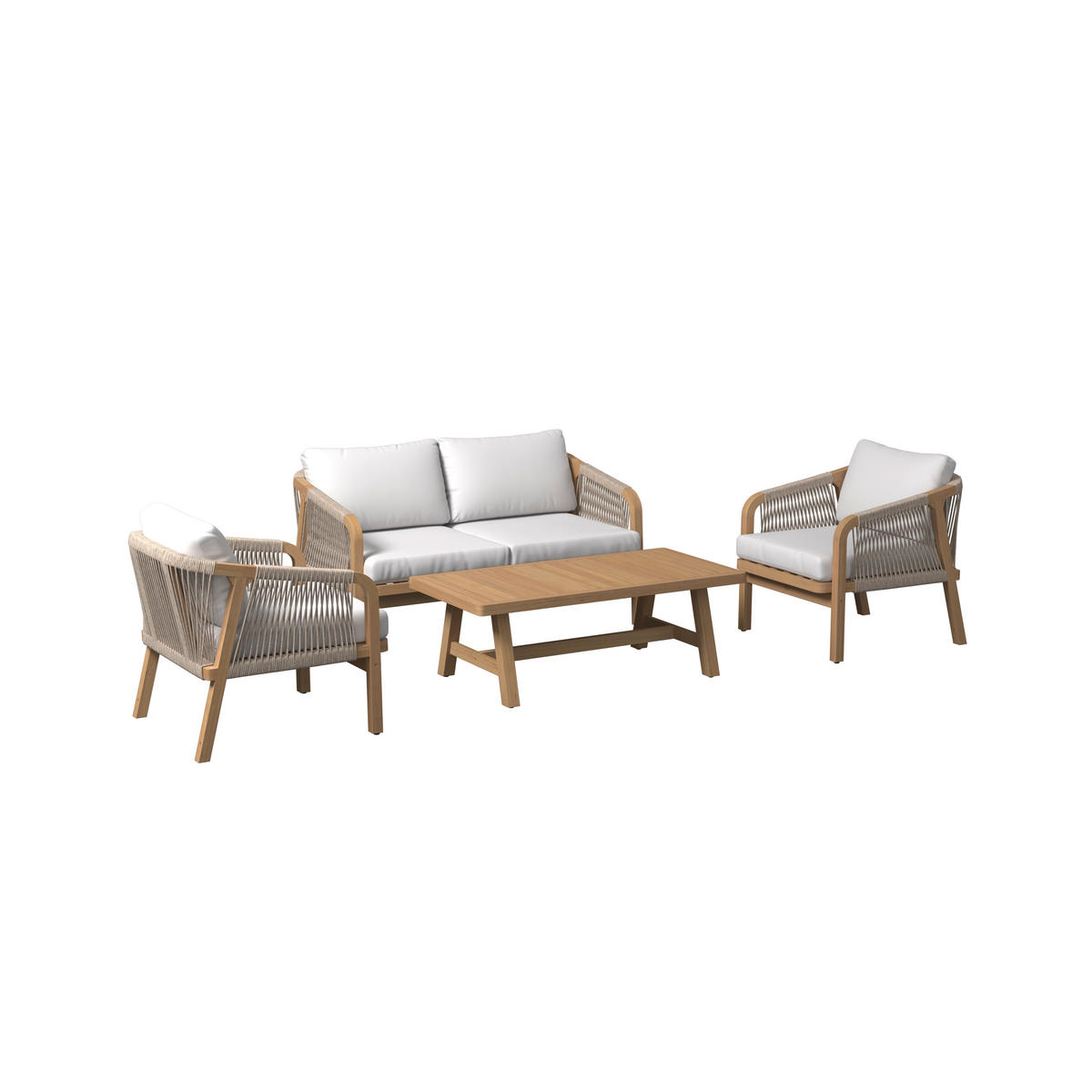 GARTENSET 4-teilig Webstoff Akaziemassiv 4-teilig  - Beige/Akaziefarben, Design, Holz/Textil - Ambia Garden