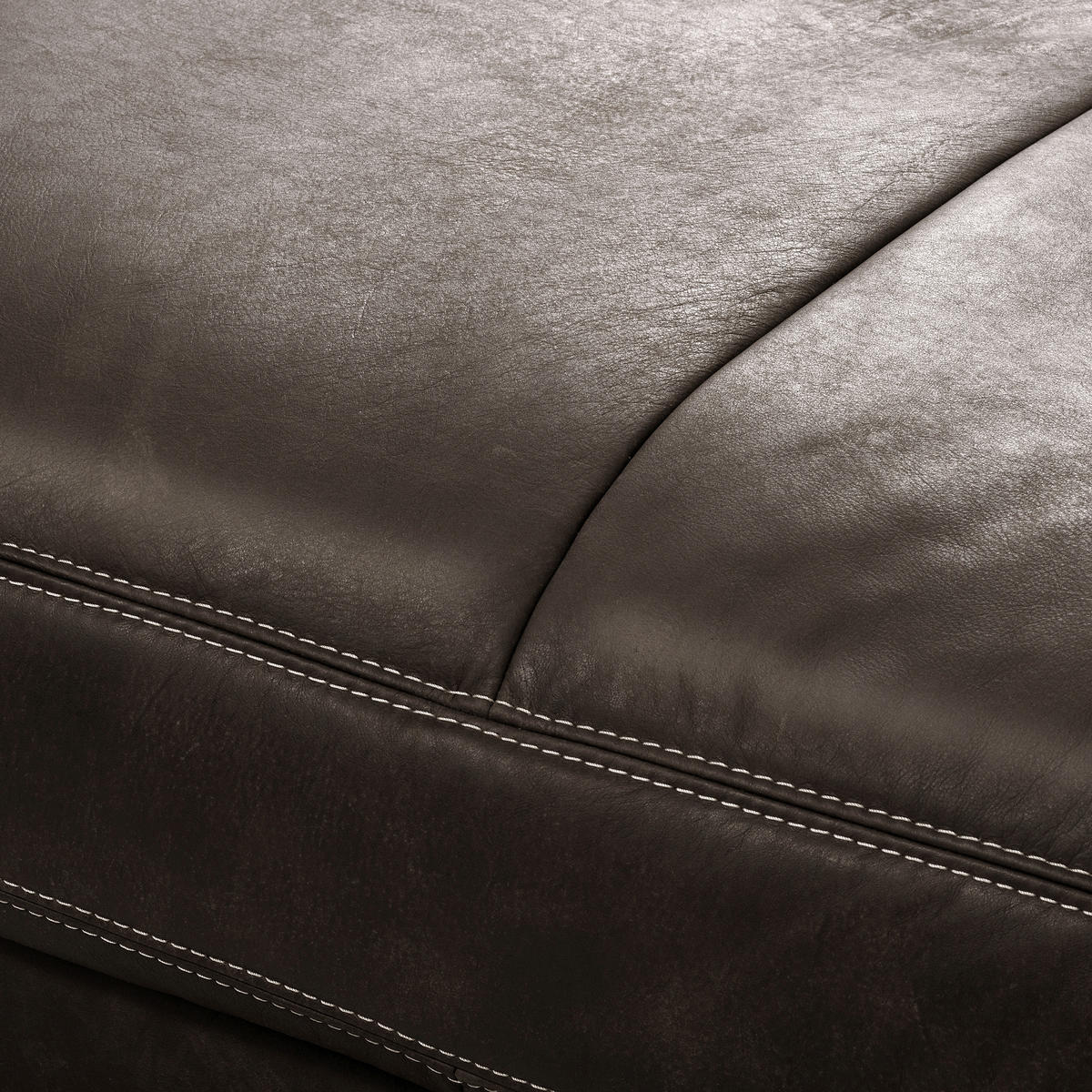 HOCKER in Leder Fango  - Fango/Beige, Design, Leder/Kunststoff (123/45/93cm) - Livetastic