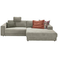ECKSOFA in Cord Graubraun  - Graubraun/Schwarz, Design, Kunststoff/Textil (296/168cm) - Pure Home Lifestyle