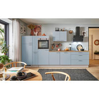 KÜCHENBLOCK PN 105 360 cm  in Eichefarben, Kaschmir, Pastellblau  - Kaschmir/Edelstahlfarben, Design, Holzwerkstoff/Metall (360cm) - Pino