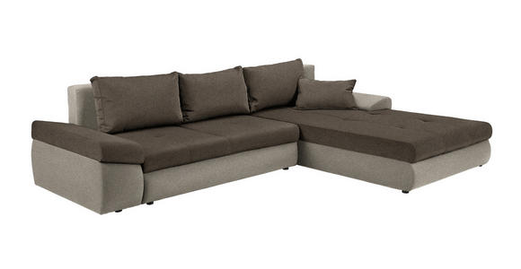 ECKSOFA Braun, Hellbraun Webstoff  - Hellbraun/Schwarz, Design, Kunststoff/Textil (313/215cm) - Carryhome