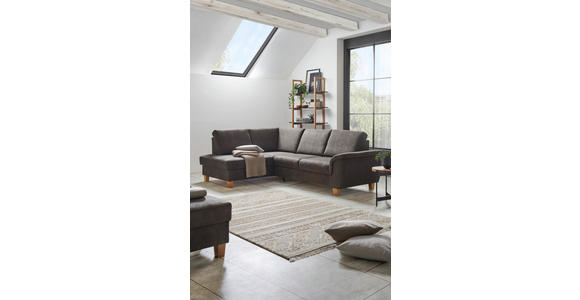 ECKSOFA in Flachgewebe Braun  - Eichefarben/Braun, Design, Holz/Textil (185/253cm) - Cantus