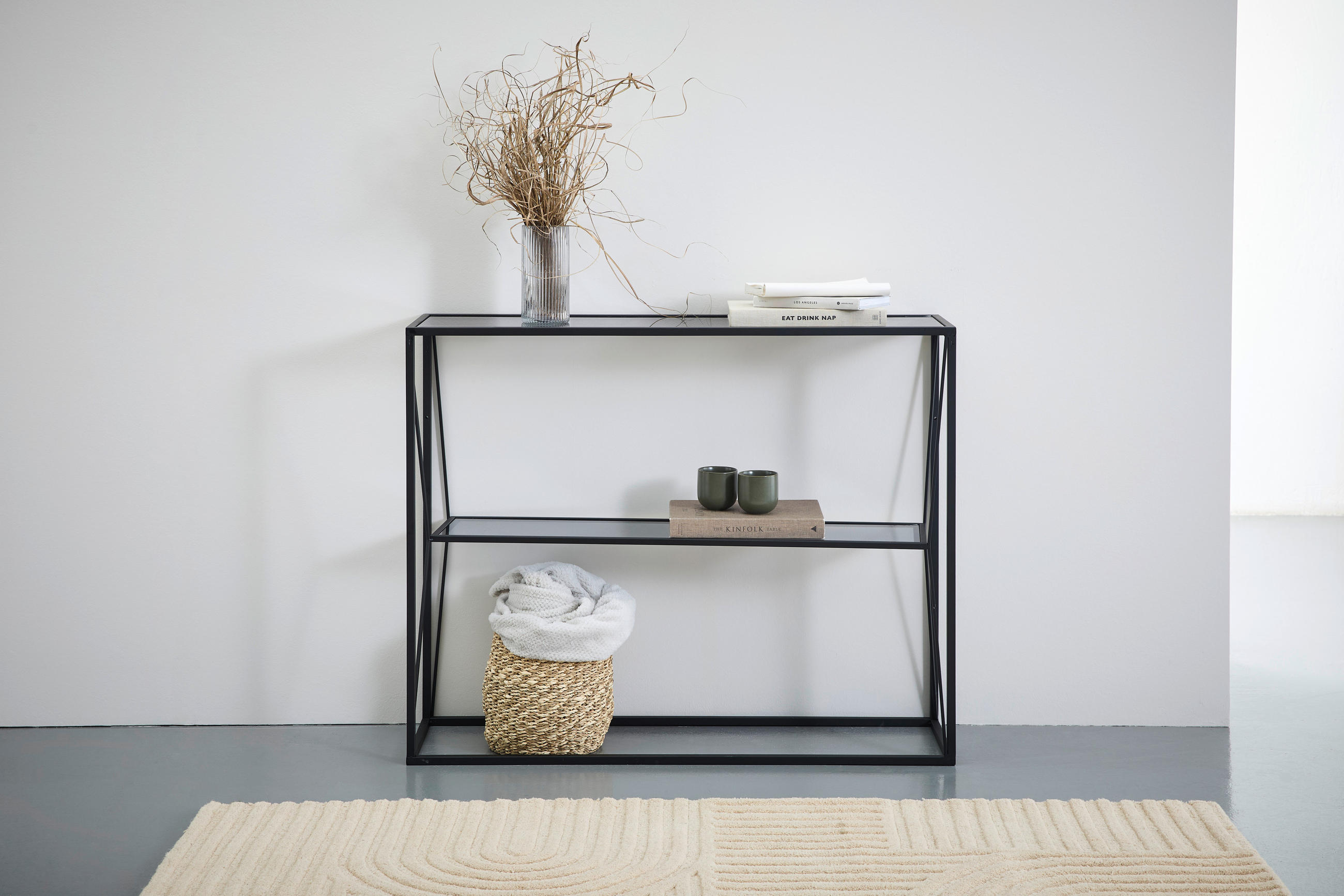 KONSOLENTISCH Grau, Schwarz  - Schwarz/Grau, Trend, Glas/Metall (100/30/80cm) - Xora