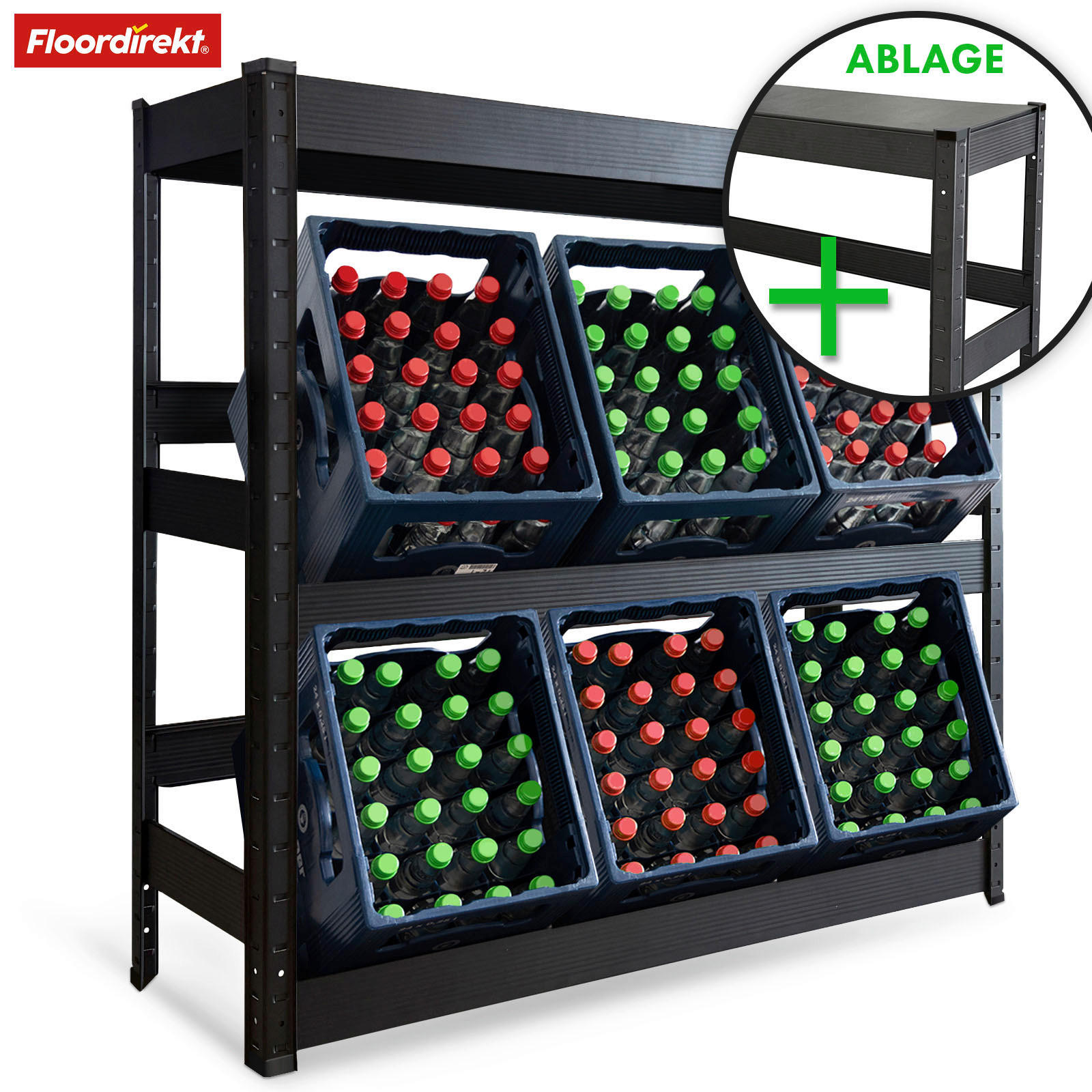 Floordirekt Flaschenregal Osaka Schwarz Hochglanz 110x110x30 cm