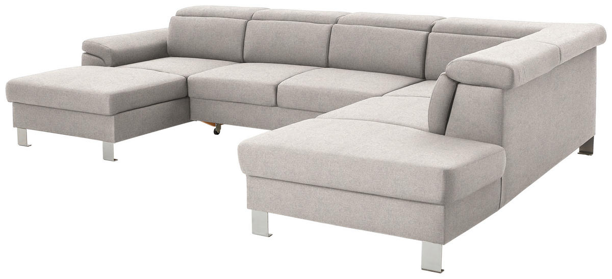 WOHNLANDSCHAFT in Webstoff Ecru  - Ecru/Silberfarben, Design, Textil/Metall (168/320/226cm) - Xora