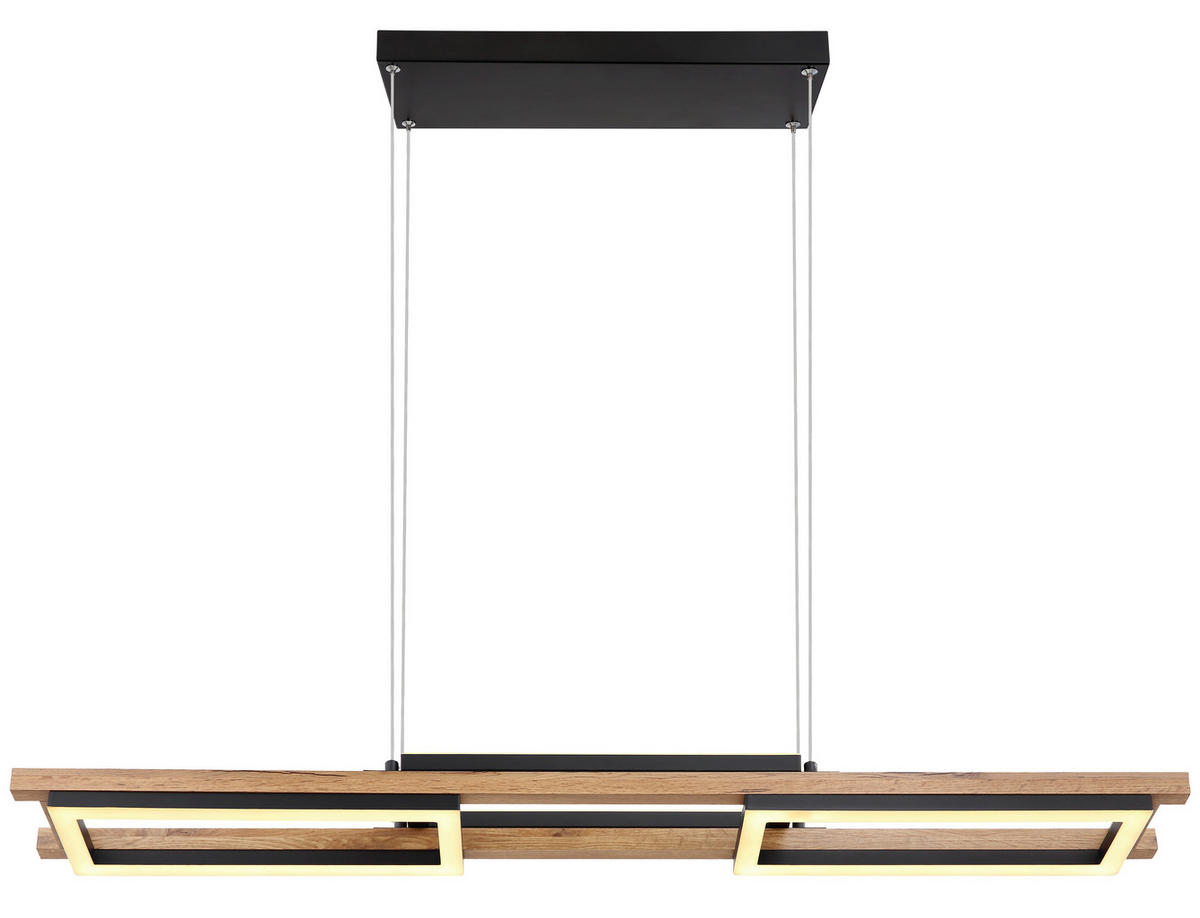 ZÁVESNÉ LED SVIETIDLO, 100/14/120 cm  - čierna/opálová, Design, kov/kompozitné drevo (100/14/120cm) - Globo