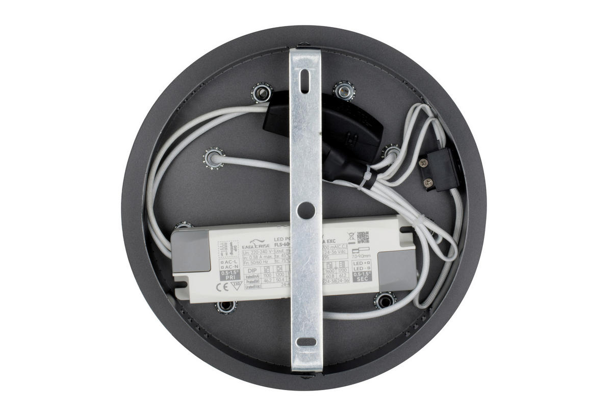 LED-DECKENLEUCHTE Elora 64/15 cm  - Schwarz, Design, Glas/Metall (64/15cm) - Novel