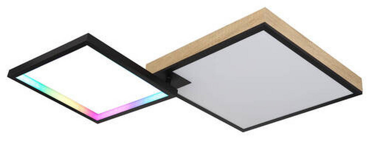 LED-TAKLAMPA 40 W 85,5/55/10 cm  - opal/svart, Design, metall/trämaterial (85,5/55/10cm) - Globo