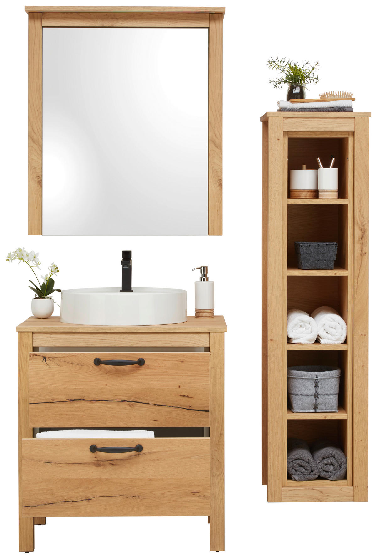 BADEZIMMER  in 70 cm  - Eichefarben/Weiß, MODERN, Glas/Holz (70cm) - Landscape