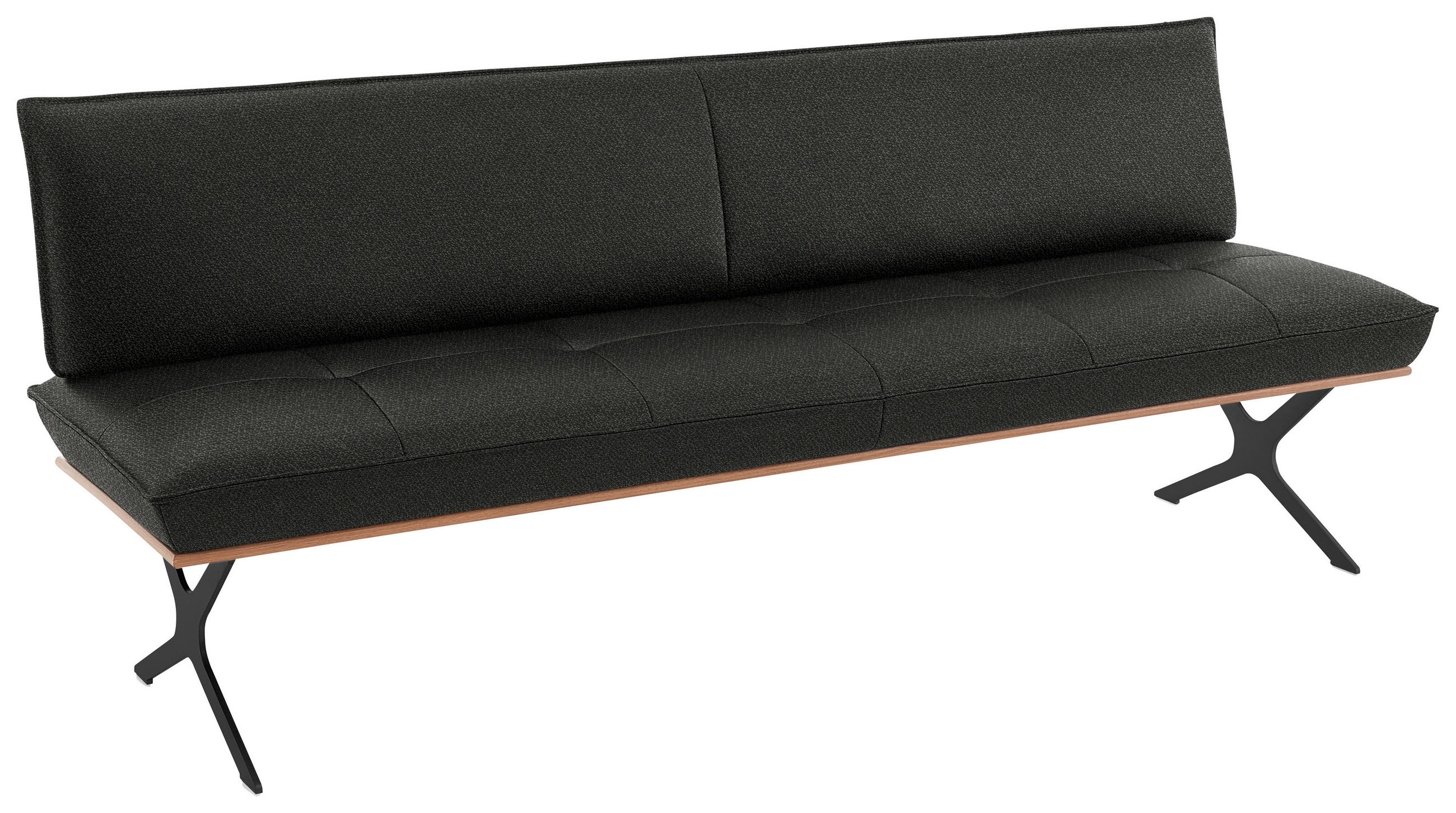SITZBANK in Holz, Textil Anthrazit, Schwarz, Nussbaumfarben  - Anthrazit/Nussbaumfarben, Design, Holz/Textil (214/88/66cm) - Koinor