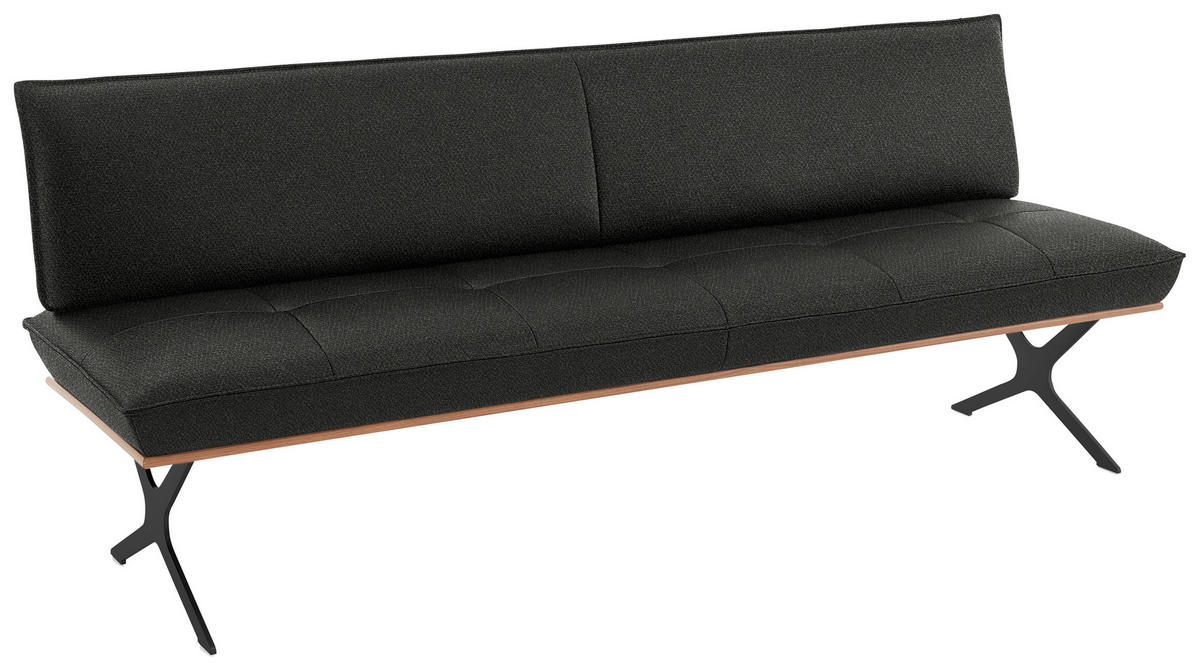 SITZBANK in Holz, Textil Anthrazit, Schwarz, Nussbaumfarben  - Anthrazit/Nussbaumfarben, Design, Holz/Textil (194/88/66cm) - Koinor