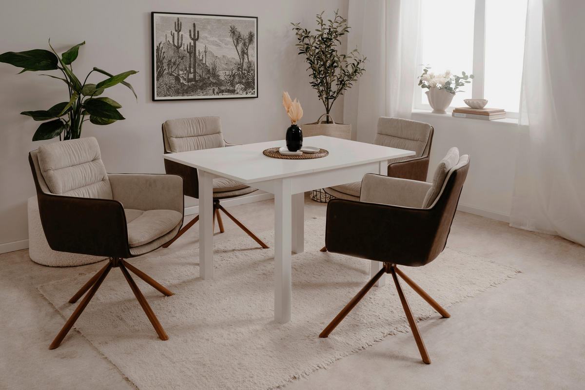 ARMLEHNSTUHL  Sitzfläche 360° drehbar Cord, Lederlook  - Eichefarben/Beige, KONVENTIONELL, Textil/Metall (59/88/63cm) - MID.YOU