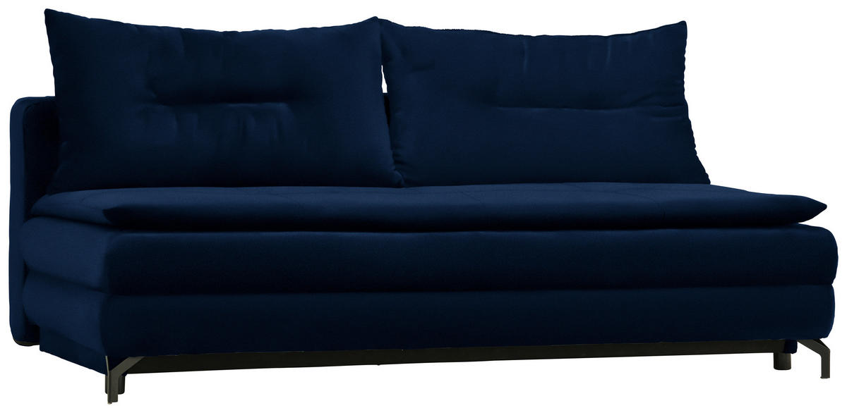SCHLAFSOFA in Flachgewebe Dunkelblau  - Schwarz/Dunkelblau, MODERN, Textil/Metall (208/73/92/102cm) - Novel