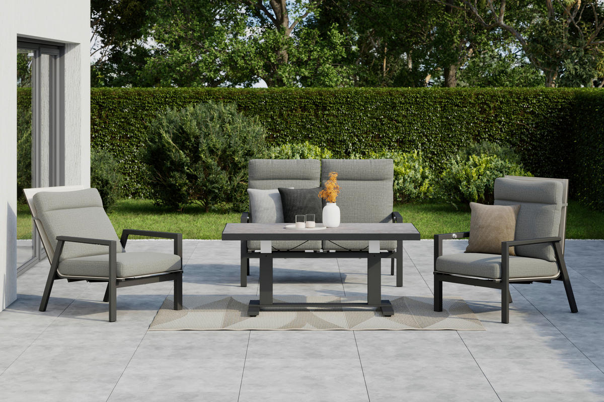 2-SITZER-BANK 134/97/87 cm  Aluminium  - Anthrazit/Grau, Design, Textil/Metall (134/97/87cm) - Amatio