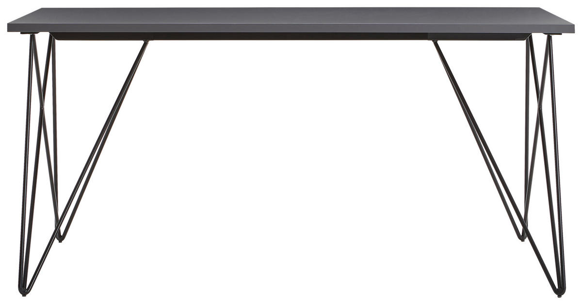 SKRIVBORD 160/65/75 cm  i antracit, svart  - svart/antracit, Design, metall/trämaterial (160/65/75cm) - Novel
