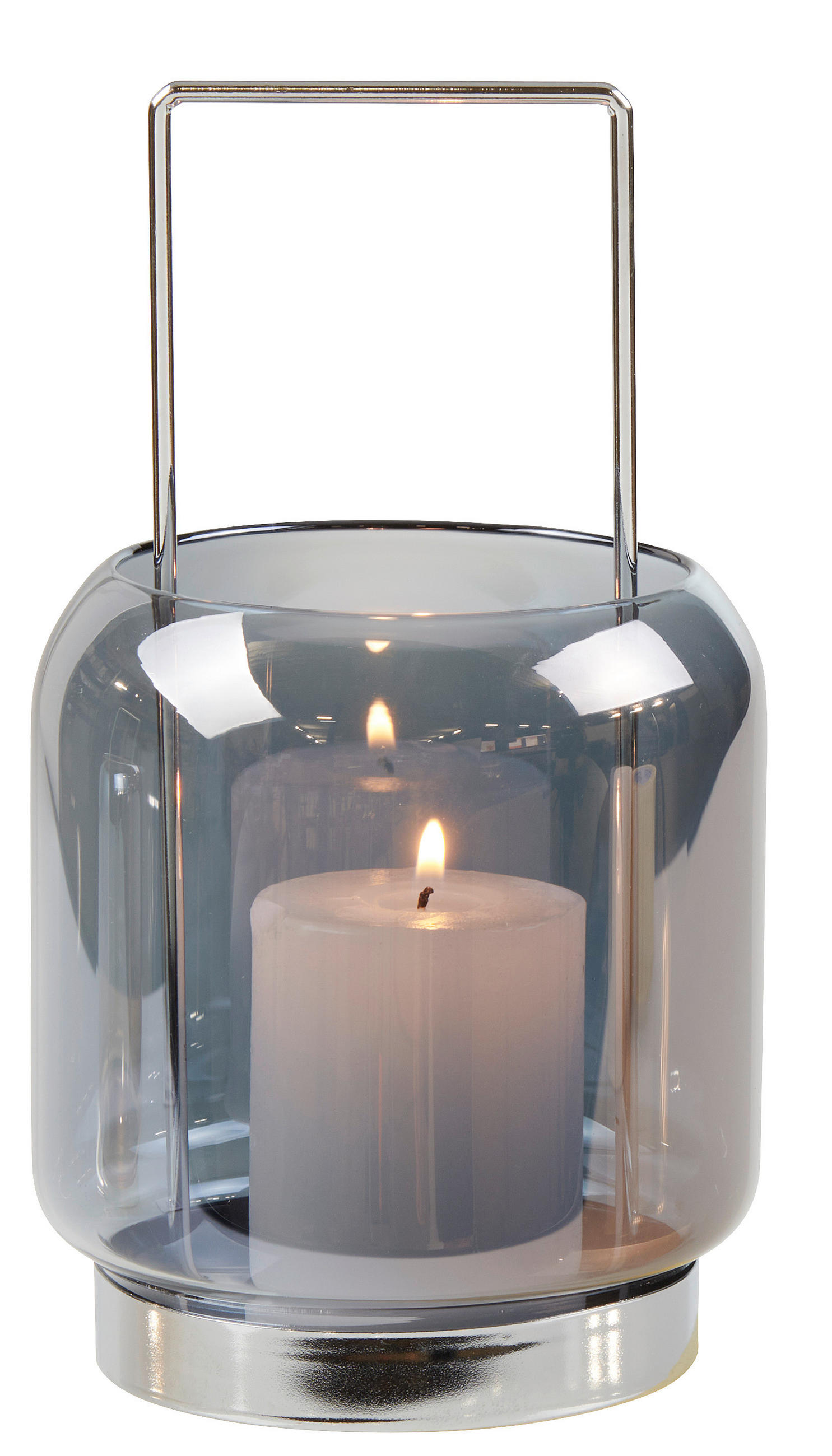 MÉCSESTARTÓ - szürke, Basics, Üveg/fém (12/22cm) - Ambia Home