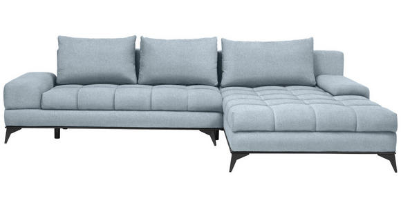 ECKSOFA in Webstoff Türkis  - Türkis/Schwarz, Design, Textil/Metall (315/212cm) - Carryhome