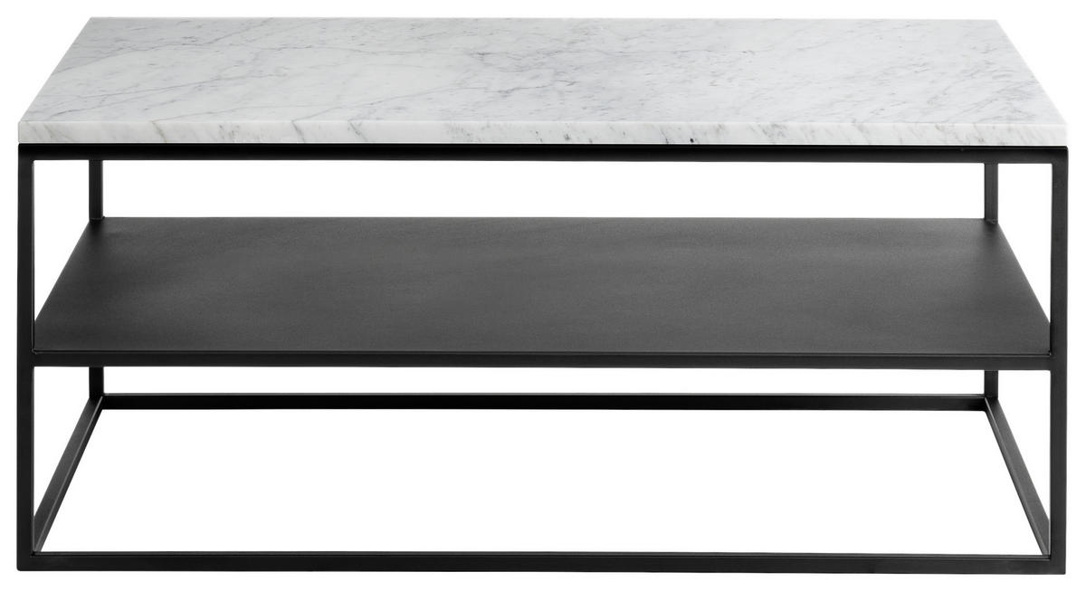 COUCHTISCH in Metall 100/60/41,5 cm  - Weiss/Schwarz, Design, Stein/Metall (100/60/41,5cm) - Johann Jakob