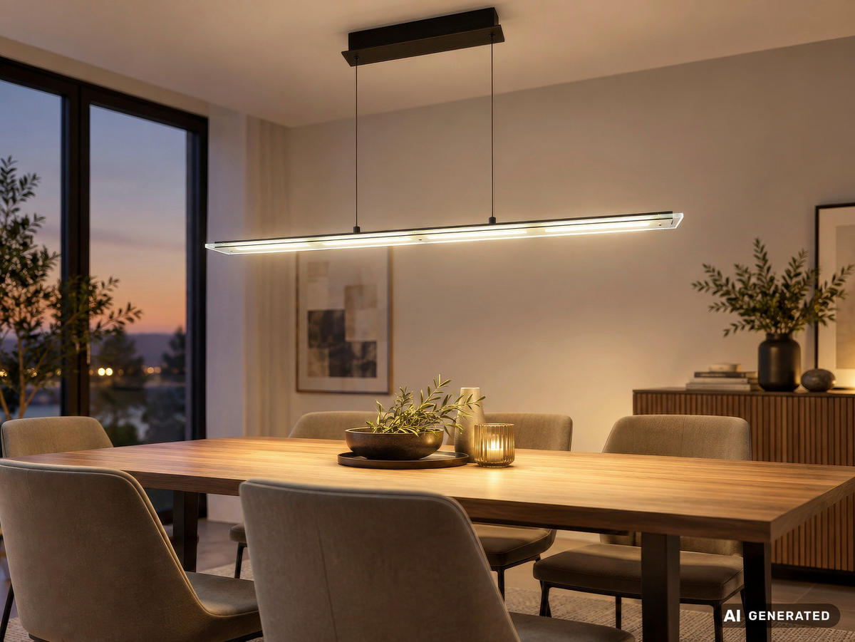 LED-HÄNGELEUCHTE Novak 88/9/150 cm  - Klar/Schwarz, Design, Glas/Kunststoff (88/9/150cm) - Globo