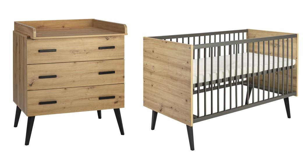 BABYZIMMER Morris Oak  - Anthrazit/Eiche Artisan, Basics, Holz/Holzwerkstoff - Schardt