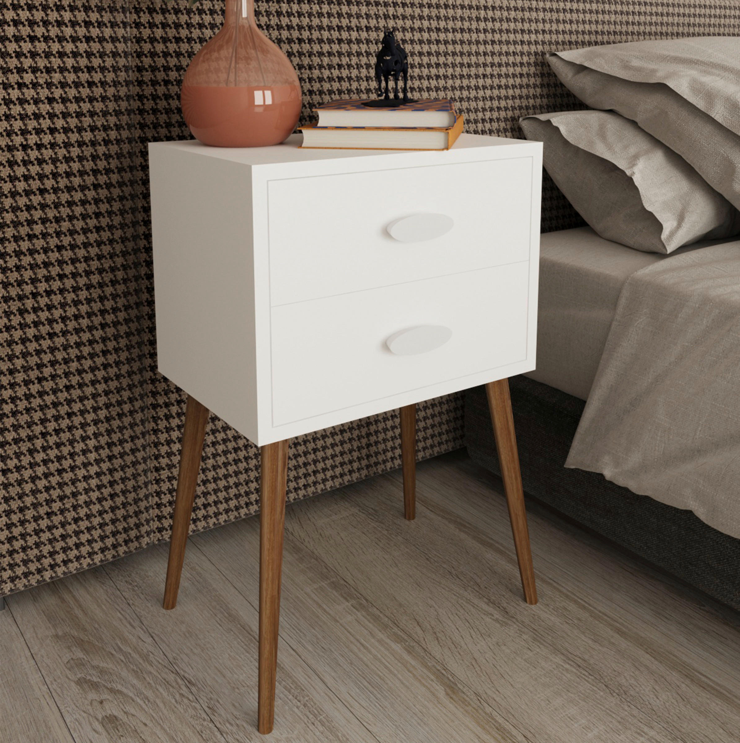 NACHTSCHRANK 45/70/30 cm  - Honigeiche/Weiß, MODERN, Holzwerkstoff (45/70/30cm) - MID.YOU