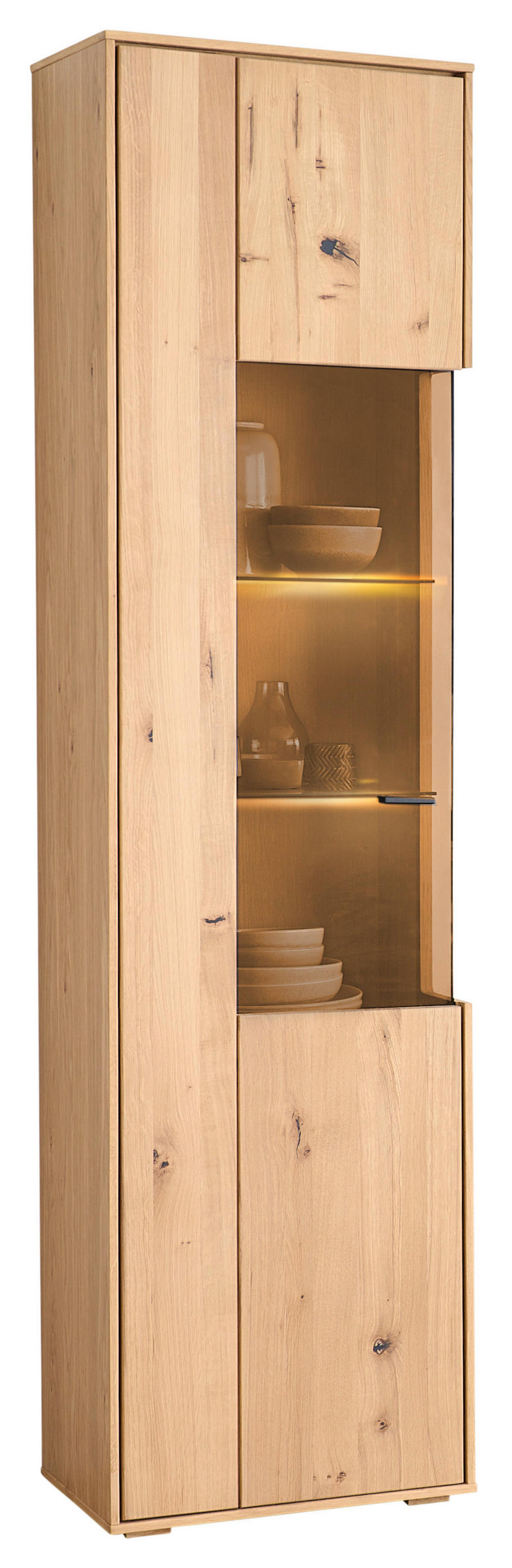 VITRINE Eichefarben  52/205/38 cm  - Eichefarben/Schwarz, Natur, Glas/Holz (52/205/38cm) - Cantus